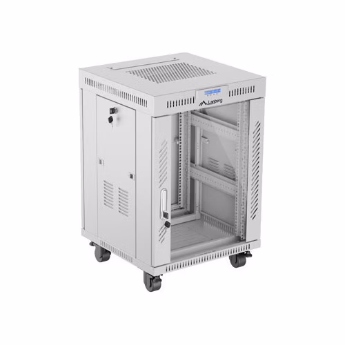 19" VOĽNE STOJÚCA RACKOVÁ SKRIŇA 15U 600X600 ŠEDÉ SKLENENÉ DVERE LCD LANBERG (FLAT PACK) V2