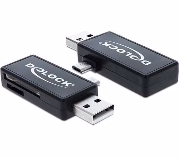 Delock Micro USB OTG čtečka karet + USB A samec