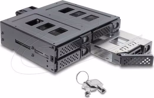 Delock Mobilní rámeček rozměru 5.25” pro 4 x 2.5” HDD / SSD SATA nebo SAS, se zámkem