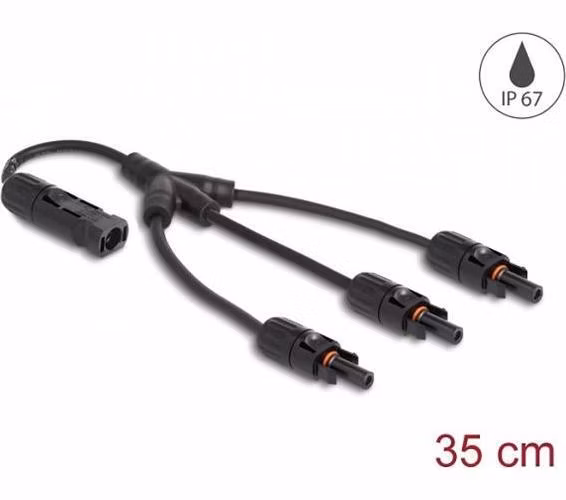 Delock Solární splitter kabel DL4, ze 1 x zásuvkového na 3 x zástrčkový, 35 cm, černý