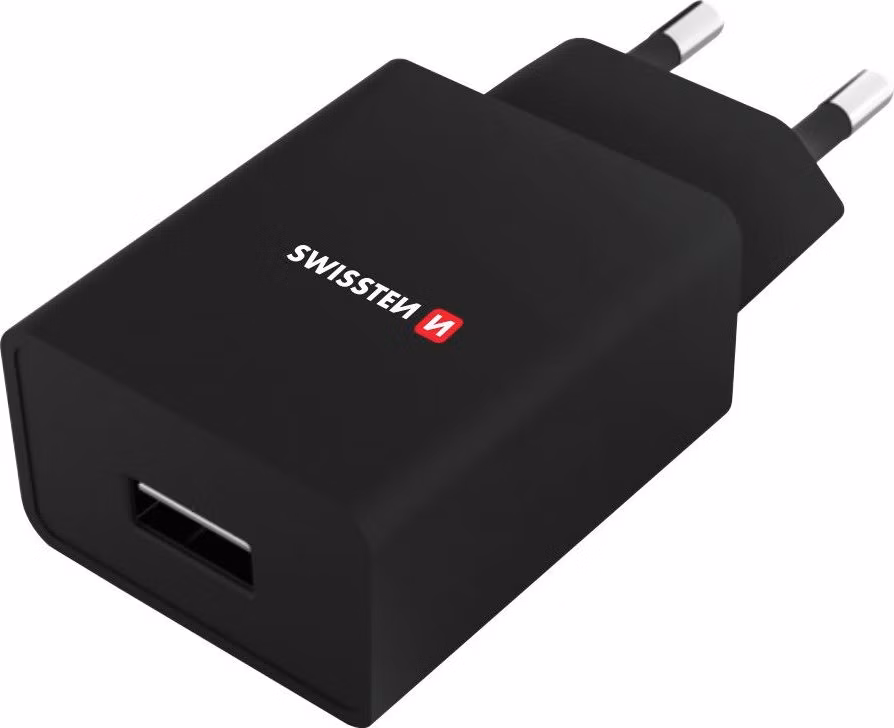 SWISSTEN SÍŤOVÝ ADAPTÉR SMART IC 1x USB 1A POWER + DATOVÝ KABEL USB / LIGHTNING 1,2 M ČERNÝ