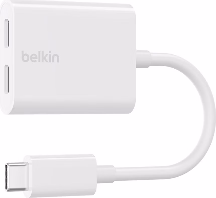 Belkin RockStar USB-C Audio + Charge Adapter - White