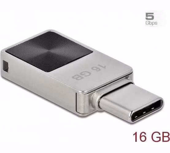 Delock Mini Flash disk USB 3.2 Gen 1, USB-C™, 16 GB - kovový kryt