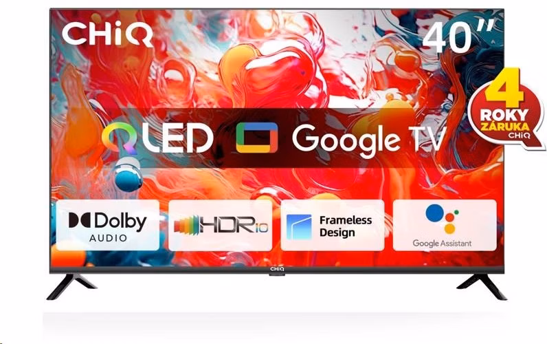BAZAR - CHiQ L40QH7G TV 40", QLED, Full HD, Google TV, Frameless, Dolby Audio, dbx-tv, HDR 10 - Poškozený obal (Komplet)