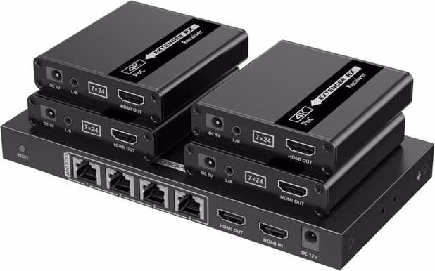 PremiumCord HDMI 1-4 splitter+extender po CAT6/6a/7, UHD 4K@30Hz až na 70m