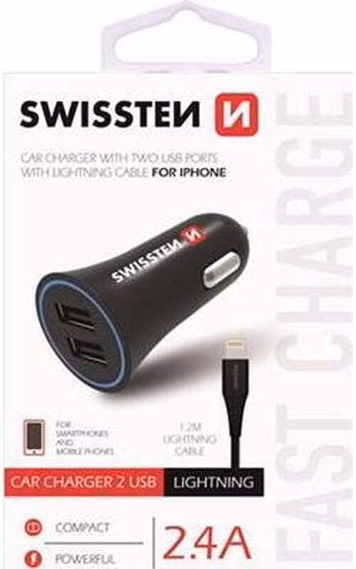 SWISSTEN CL ADAPTÉR 2,4A POWER 2x USB + KABEL LIGHTNING