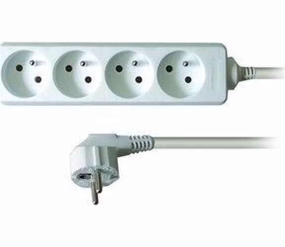 Solight predlžovací prívod, 4 zásuvky, biely, 3m