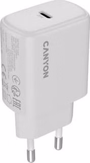 Canyon OnCharge 200, univerzálna nabíjačka do steny, 1x USB-C, PD 20W, biela