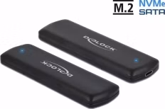 Delock Externí kombinované pouzdro USB Type-C™ pro M.2 NVMe PCIe nebo pro SATA SSD - beznástrojové