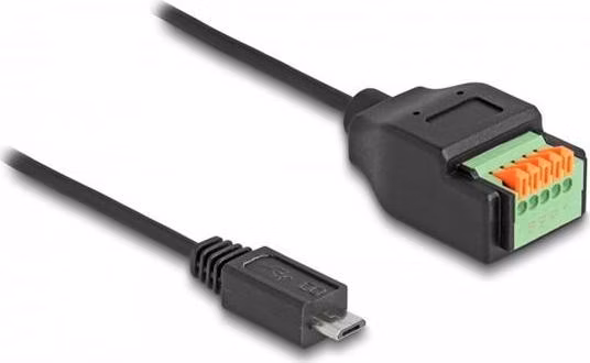 Delock Adaptér kabelu ze zástrčkového konektoru USB 2.0 Typu Micro-B (samec) na svorkovnici, s tlačítkem, 15 cm