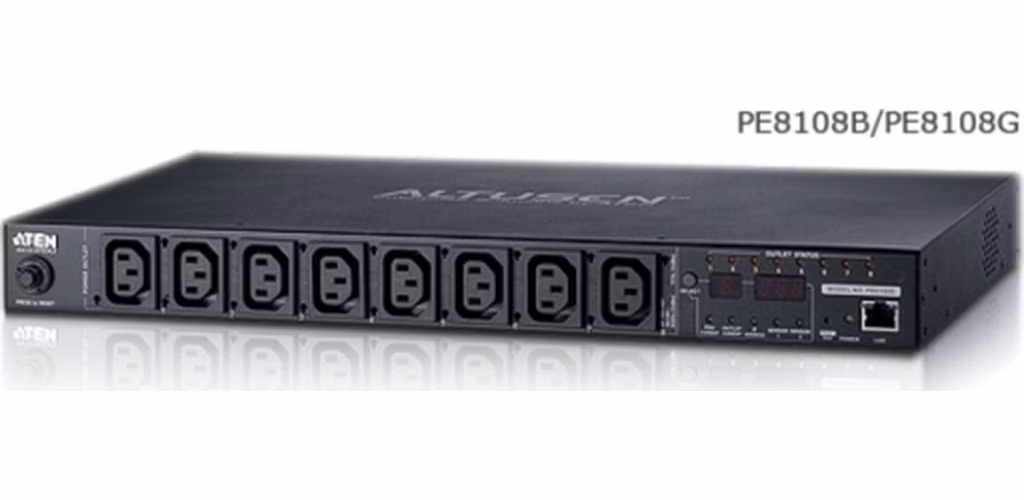 Aten PE8108 15A/10A 8 výstupů 1U s měřením zásuvek a přepínáním eco PDU Vstup C20 Výstup 8x C13