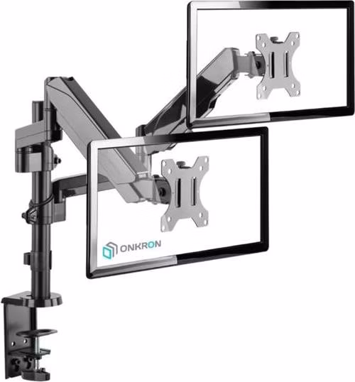ONKRON Dvojitý stolový stojan na monitory pre 13" až 32-palcové LCD LED obrazovky, čierny