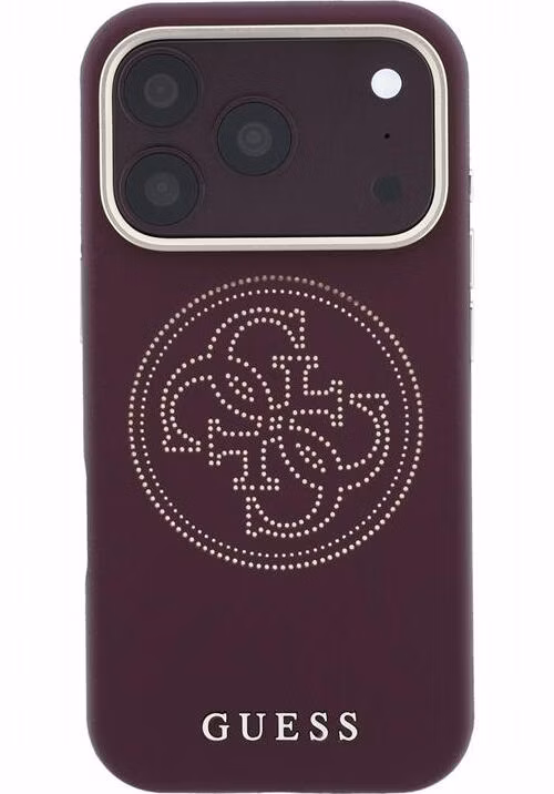 Guess PU Semi Wrap Perforated 4G Logo MagSafe kryt iPhone 18 Pro burgundy