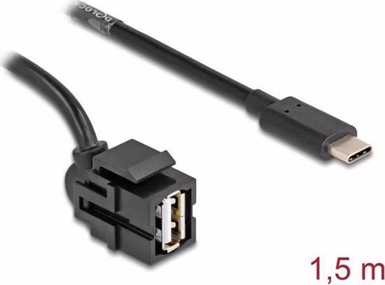 Delock Keystone modul USB 2.0 A samice > USB Type-C™ samec 250° s kabelem 1,5 m