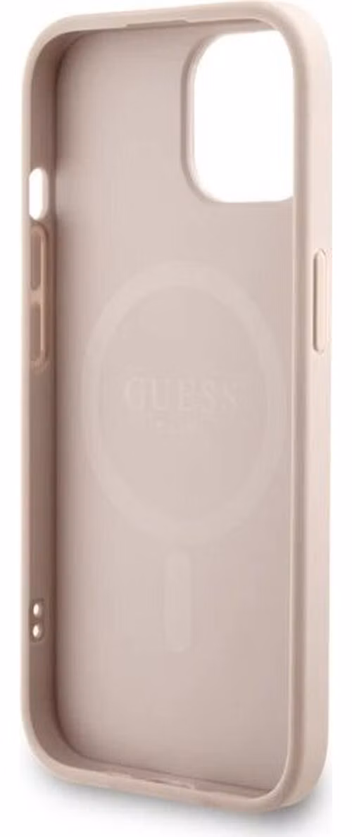 Guess PU Leather 4G Colored Ring Strap MagSafe kryt iPhone 13 ružový
