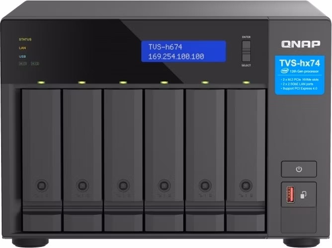 QNAP TVS-h674-i5-32G (6core 4,4GHz, ZFS, 32GB RAM, 6x SATA, 2x M.2 NVMe, 2x PCIe, 2x 2,5GbE, HDMI)