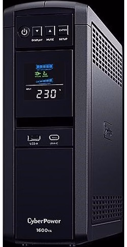 BAZAR - CyberPower PFC SineWave LCD GP UPS 1600VA/1000W, Schuko zásuvky - Poškozený obal (Komplet)