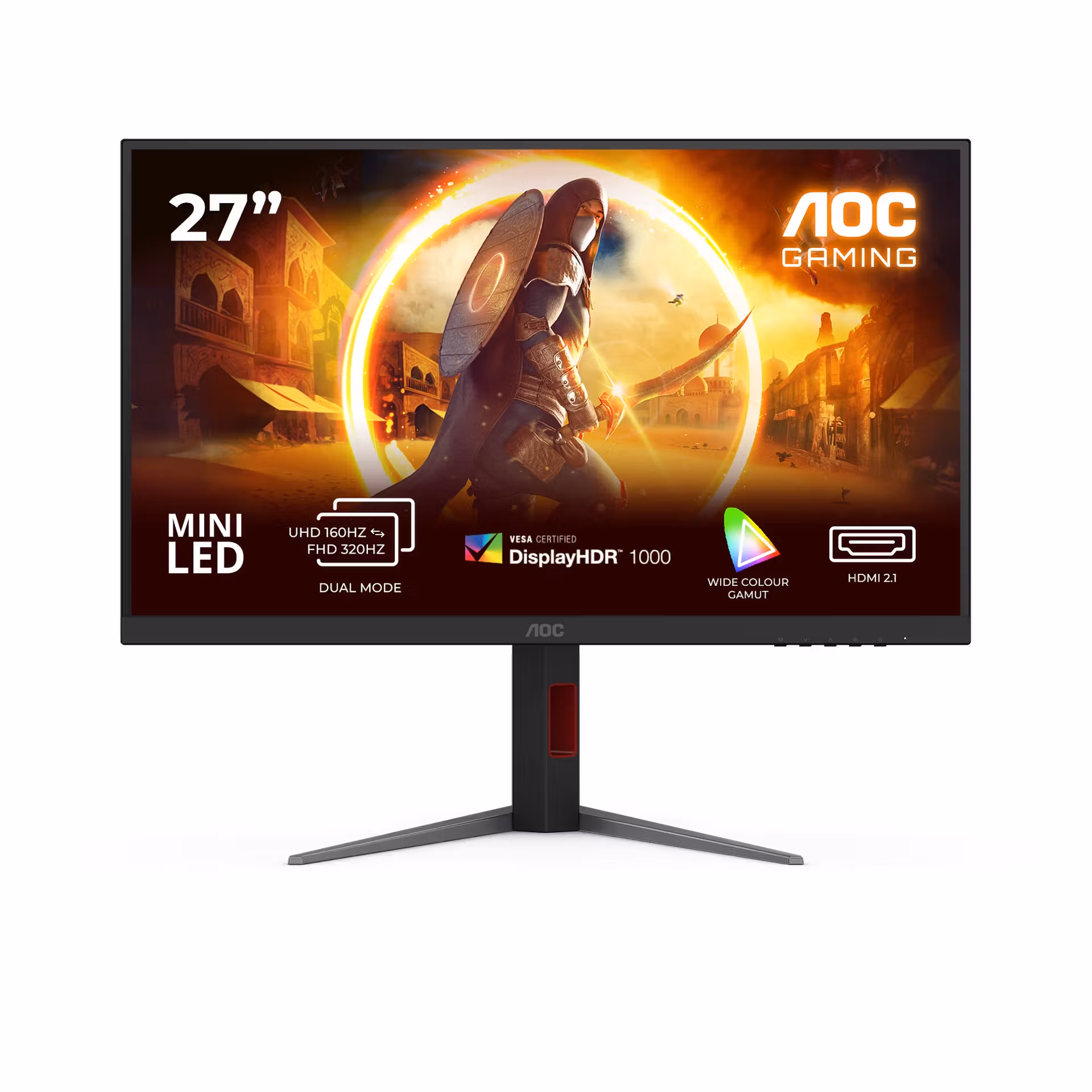 AOC LCD herní U27G4XM 27" IPS miniLED 4K/3840x2160@160Hz/1ms/1200cd/2xHDMI/DP/4xUSB/Pivot/HAS/VESA