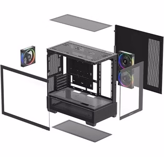 BAZAR - DEEPCOOL Case CG380 3F, mATX, ARGB, Průhledná bočnice, 3x120mm Fan, černá - Rozbaleno (Komplet)