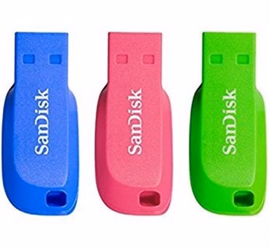 SanDisk Cruzer Blade 16GB USB 3x PACK (blue, pink, green)