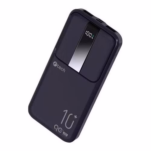 C-TECH Powerbanka 10000mAh, Li-Pol, 22,5W, USB-C/USB-A/micro USB/PD/Quick charge/display