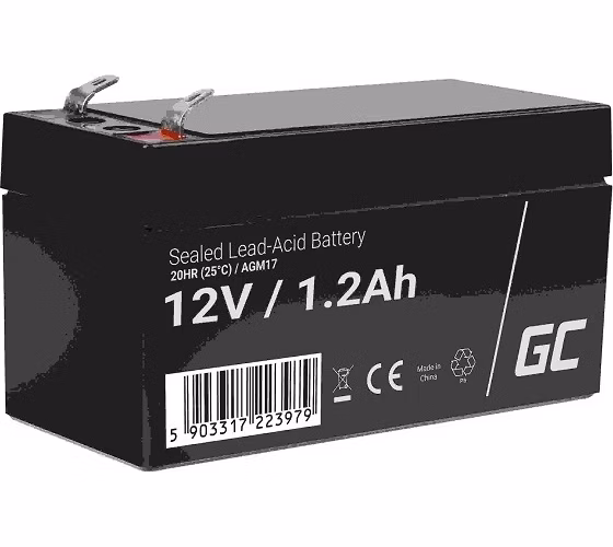 Green Cell AGM VRLA 12V 1.2Ah maintenance-free battery for the alarm system, cash register, toys