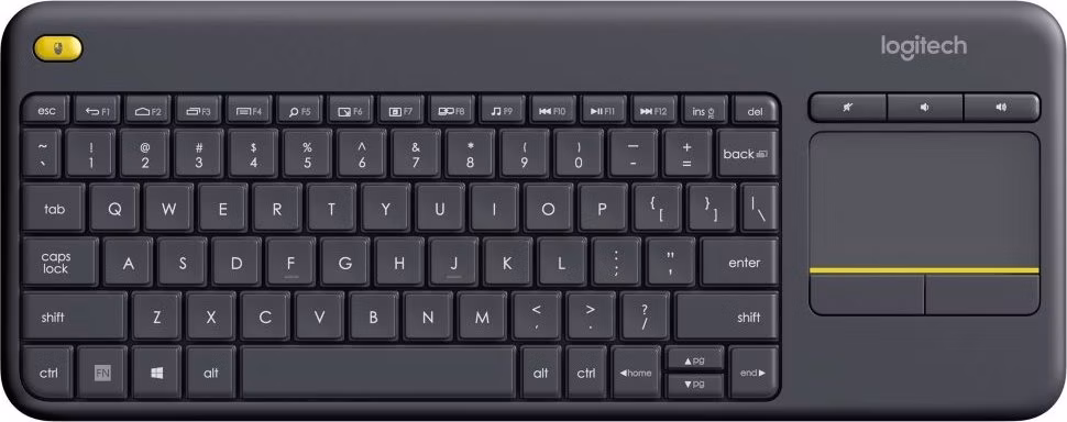 Logitech klávesnice Touch K400 Plus / Bezdrátová/ 2.4GHz/ Touchpad/ USB přijímač/ UK/ Černá