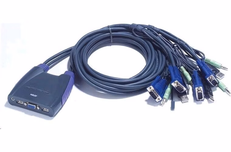 ATEN KVM prepínač 4-portový VGA KVMP USB2.0, mini, audio, 0,9 m káble