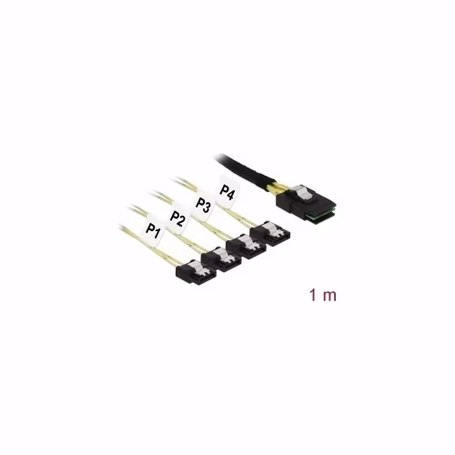 Delock Kabel Mini SAS SFF-8087 > 4 x SATA 7 pin 1 m kovový