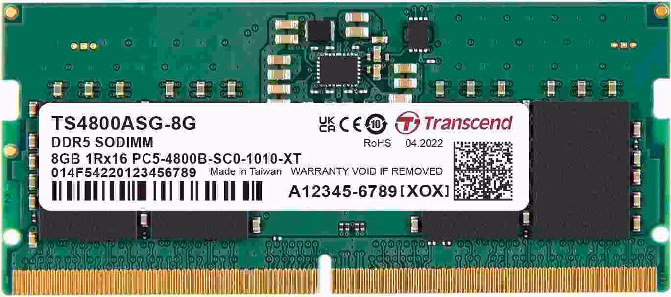 TRANSCEND SODIMM DDR5 8GB 4800MHz JM 1Rx16 1Gx16 CL40 1.1V