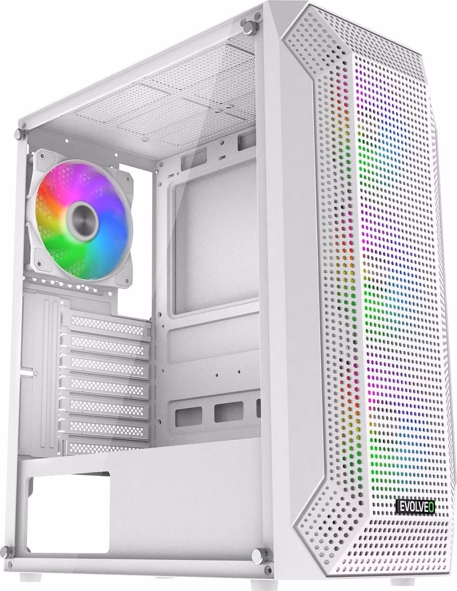 EVOLVEO Xenon, skříň ATX, 4x ARGB ventilátor 120mm, přední panel airflow mesh, bílá