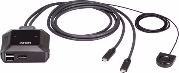 2-Port 4K DisplayPort USB-C Cable KVM Switch with Remote Port Selector