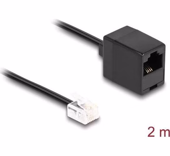 Delock Telefonní kabel ze zástrčky RJ11 na zásuvku RJ45, černý 2 m