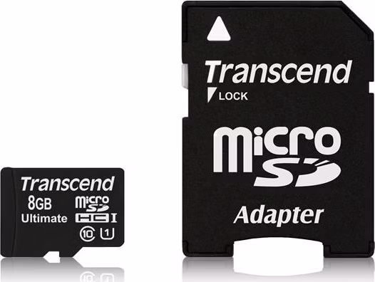 Karta TRANSCEND MicroSDHC 8GB Ultimate, Class 10 UHS-I 600x, MLC + adaptér