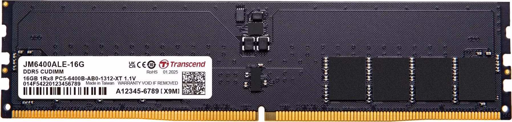Transcend paměť 16GB JM DDR5 6400 CU-DIMM 1Rx8 2Gx8 CL52 1.1V
