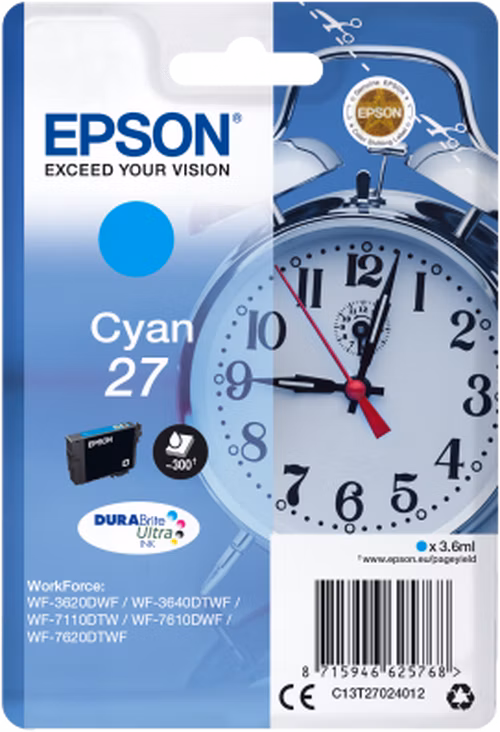 Atramentová tyčinka EPSON Singlepack "Budík" azurová 27 DURABrite Ultra Ink