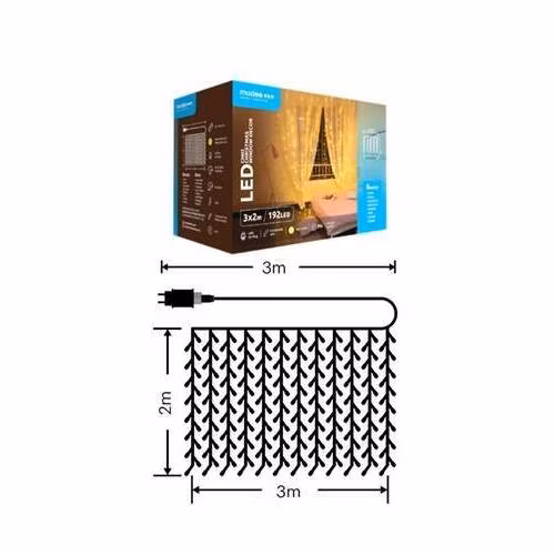 Modee ML-C3002 192LED 3m x 2m vánoční řetěz záclona, teplá 8 programů IP44