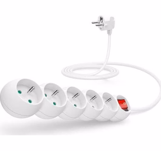CONNECT IT prodlužovací kabel 230 V, 5 zásuvek, 2 m, s vypínačem (bílý)