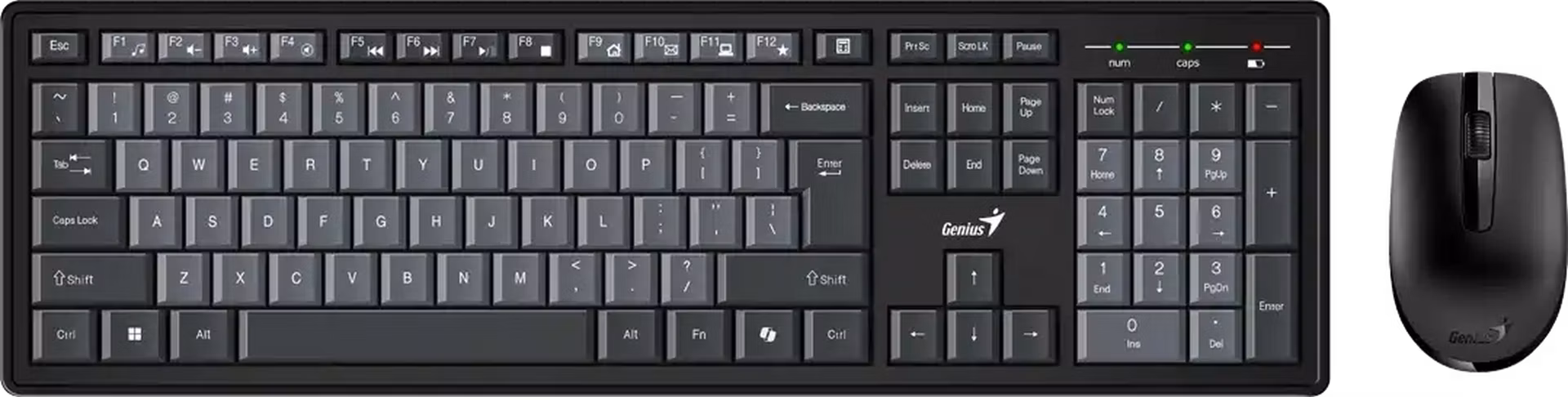 Genius Smart KM-8200 Dual Color, Set klávesnice a myši, bezdrátový, CZ/SK layout, 2,4GHz, mini USB přijímač,Copilot kl.,černo-šedá