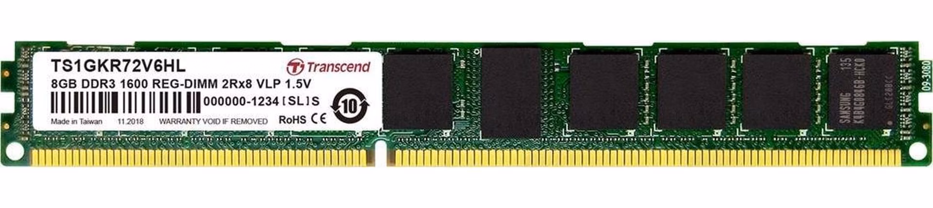 Transcend paměť 8GB DDR3 1600 REG-DIMM 2Rx8 nízký profil