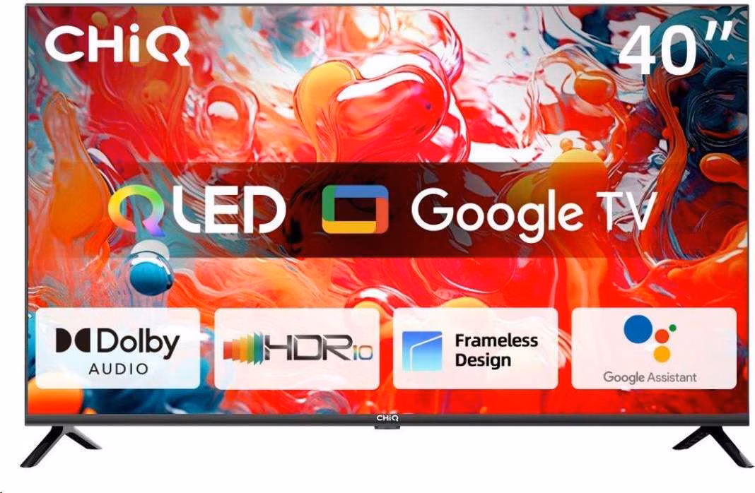 BAZAR - CHiQ L40QH7G TV 40", QLED, Full HD, Google TV, Frameless, Dolby Audio, dbx-tv, HDR 10 - Poškozený obal (Komplet)