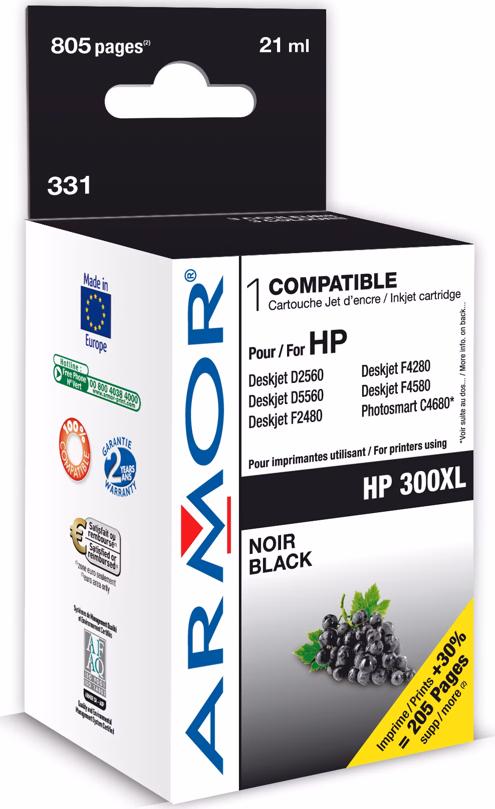 WECARE ARMOR ink kompatibilný s HP DJ D2560, CC641EE, 21ml, čierna/black
