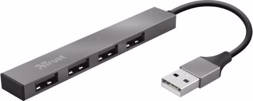 TRUST HALYX Hub, hliníkový 4-portový mini USB hub, 10 cm