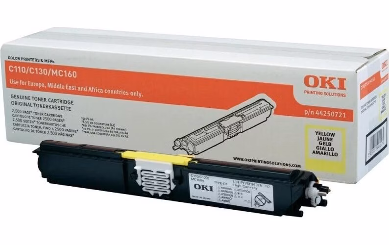 OKI originál tonerová kazeta 44250721/ C110/ C130/ 2500 stran/ Žlutá