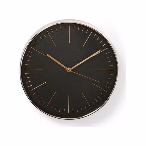 Nedis CLWA013PC30BK - Kulaté Nástěnné Hodiny | Průměr 30 cm | Černá a Růžové zlato