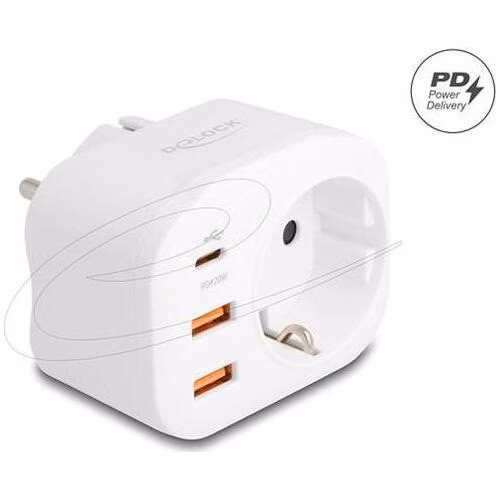 Delock Napájecí zásuvka s dětským zámkem a nabíječkou USB PD 20 W