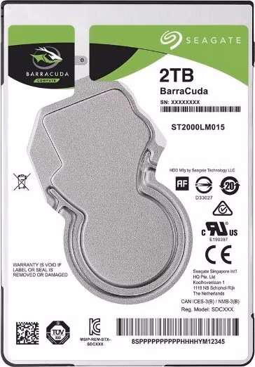Seagate BarraCuda HDD, 2TB, 2.5", SATAIII, 128MB cache, 5.400RPM