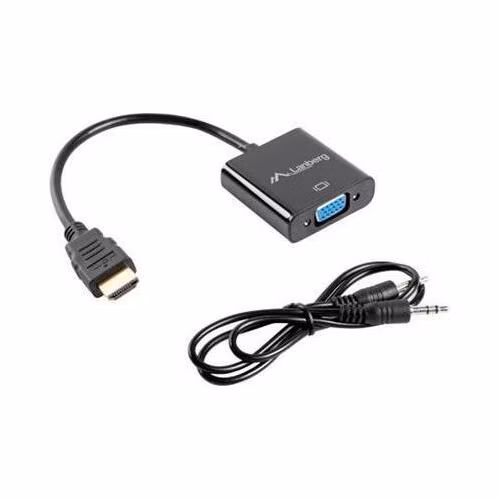 LANBERG adaptér HDMI (M) na VGA (F) + Minijack 3.5mm (F) kabel 20cm