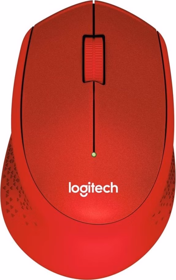 Logitech myš Wireless M330 Silent Plus, optická, bezdrátová, 3 tlačítka, červená, 1000dpi