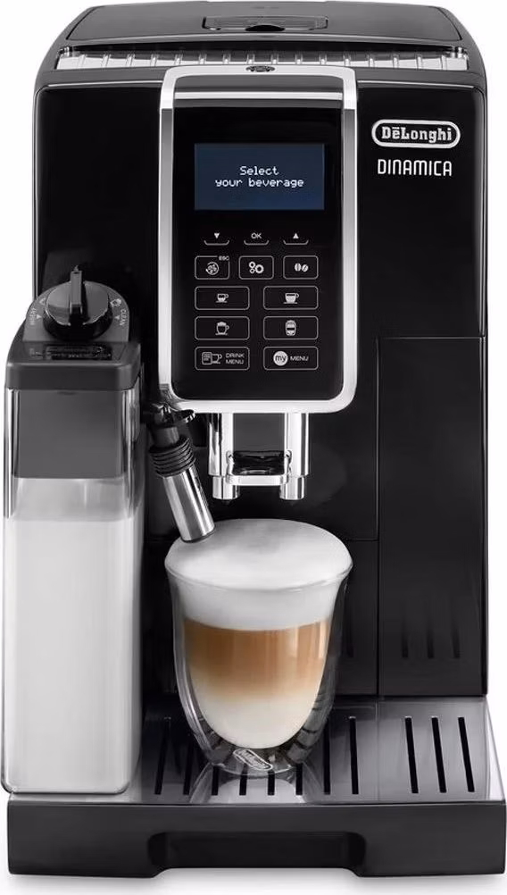 BAZAR - DeLonghi Dinamica ECAM 350.55.B automatický kávovar, 15 bar, vestavěný mlýnek, mléčný systém, zásobník na mletou